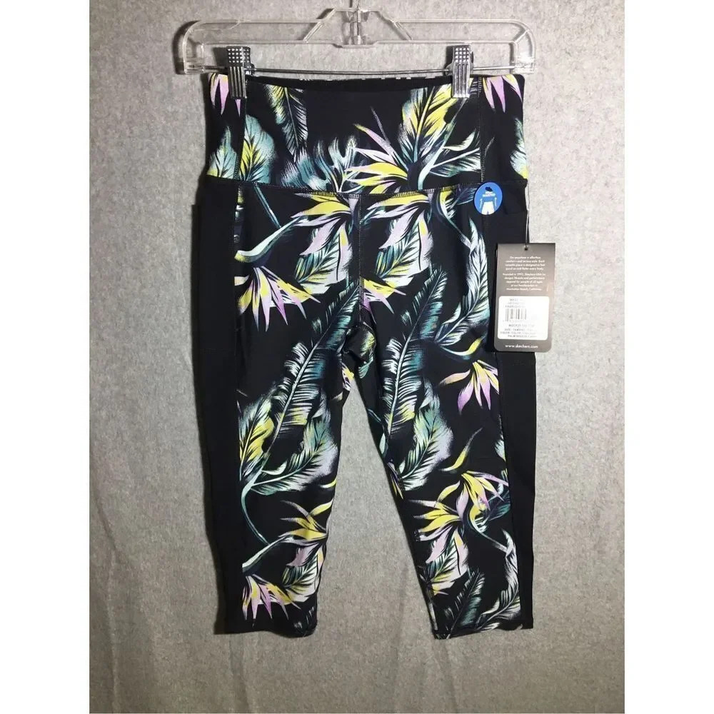 Womens NWT Skechers High Waist Go Walk Capri Palm Breeze Capri Leggings Gym